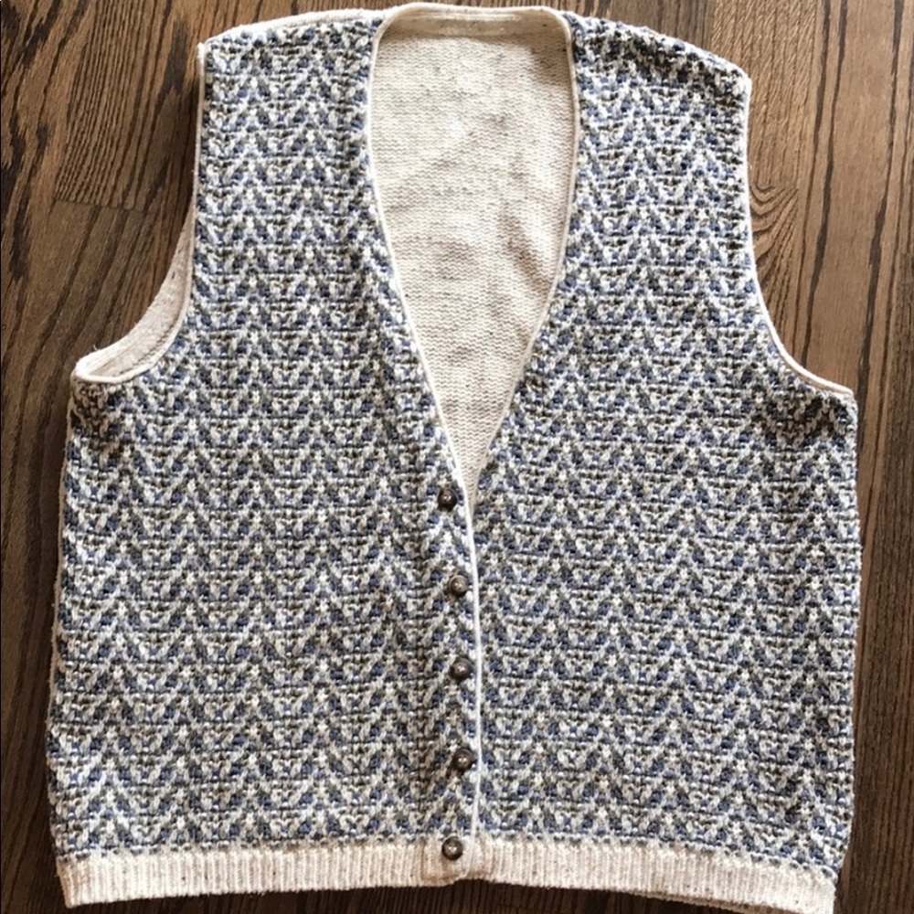 Men’s cotton knit sleeveless sweater vest, size L